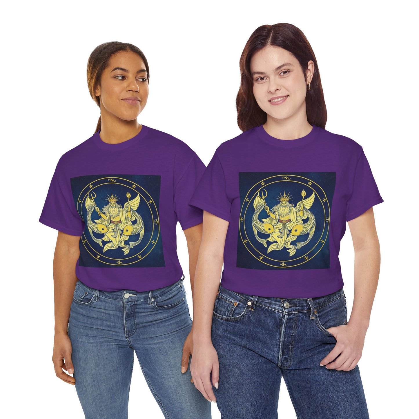 Unisex Heavy Cotton T-Shirt, King of Pisces, Zodiac Design