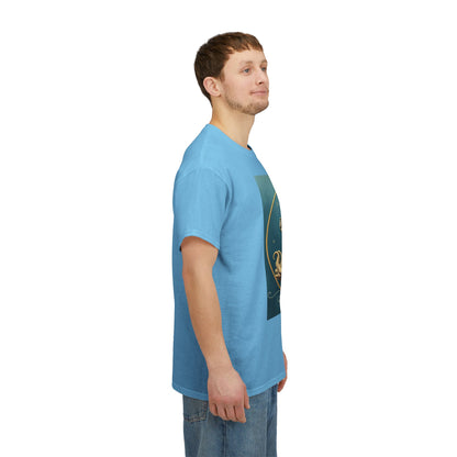 Unisex Heavy Cotton T-Shirt, Aquarius God 3v, Zodiac Design