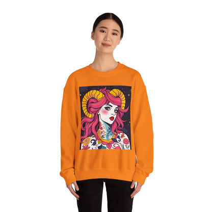 Unisex Heavy Blend™ Crewneck Sweatshirt, Aries, Zodiac, Sexy Pattern