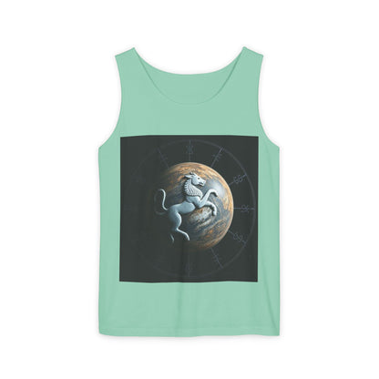 Unisex Garment-Dyed, Tank Top, Aquarius Design, Planet Animal, 100% Ringspun US cotton