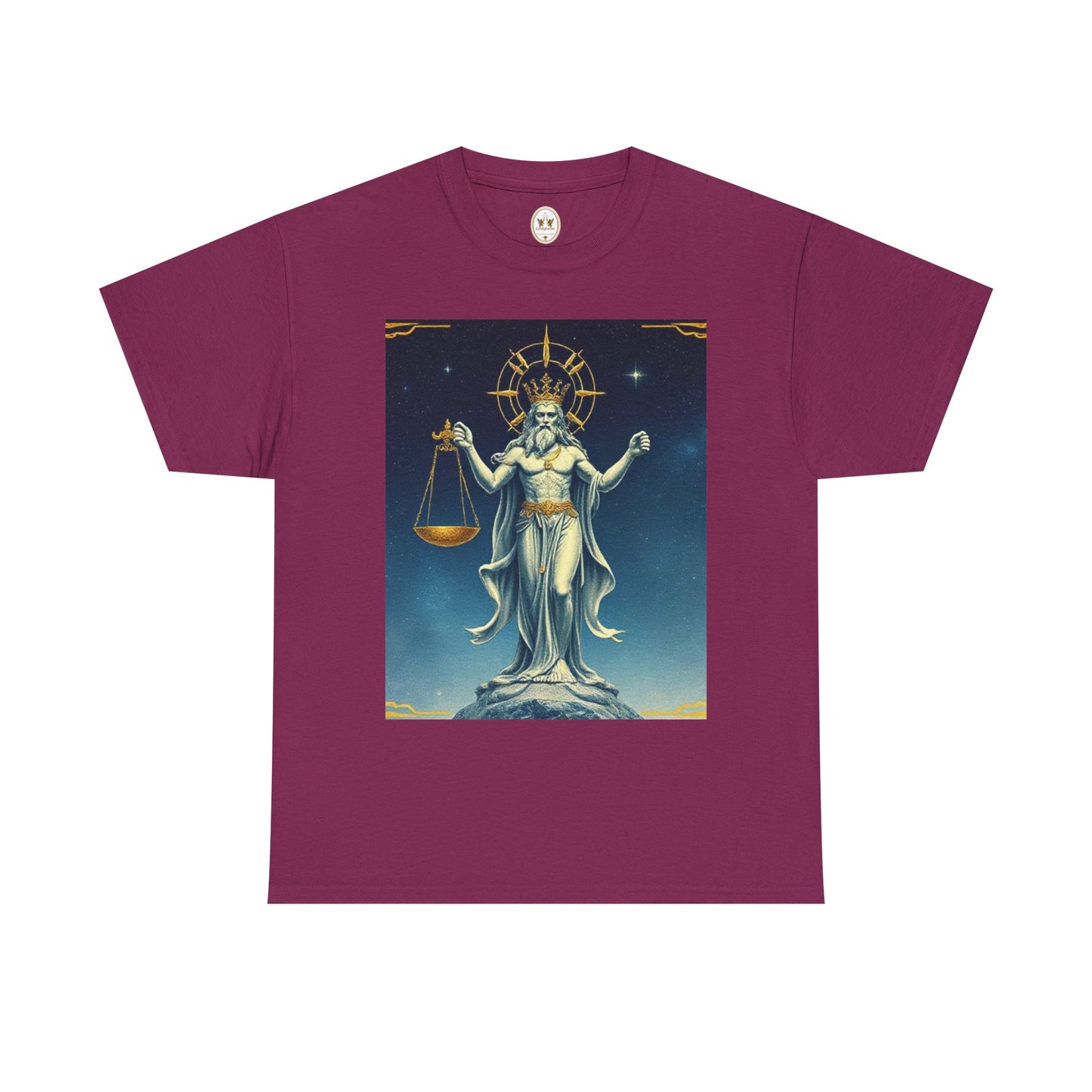 Unisex Heavy Cotton T-Shirt, Space, Libra God, Zodiac Design