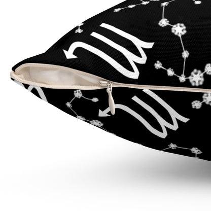 Zodiac Spun Polyester Square Pillow Scorpio Zodiac Sign Black Pillow