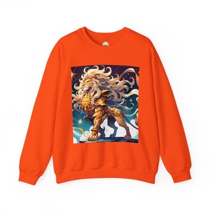 Unisex Heavy Blend™ Crewneck Sweatshirt,Cool Lion with White Hair, Leo Zodiac Design