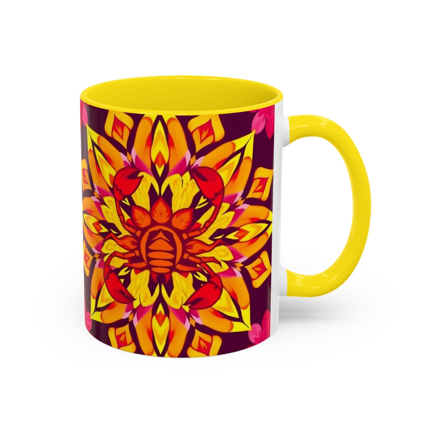 Accent Coffee Mug, Scorpio, Zodiac v1. Flower Pattern, (11, 15oz)