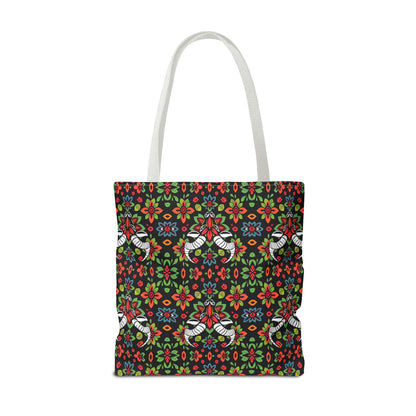 Tote Bag, (AOP), Taurus, Zodiac v4, Flower Pattern