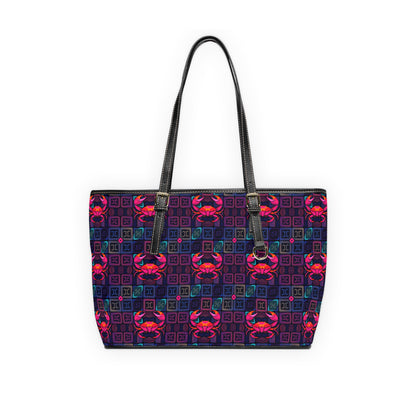 Leather Shoulder Bag, Cancer, Zodiac v3, Shapes Pattern