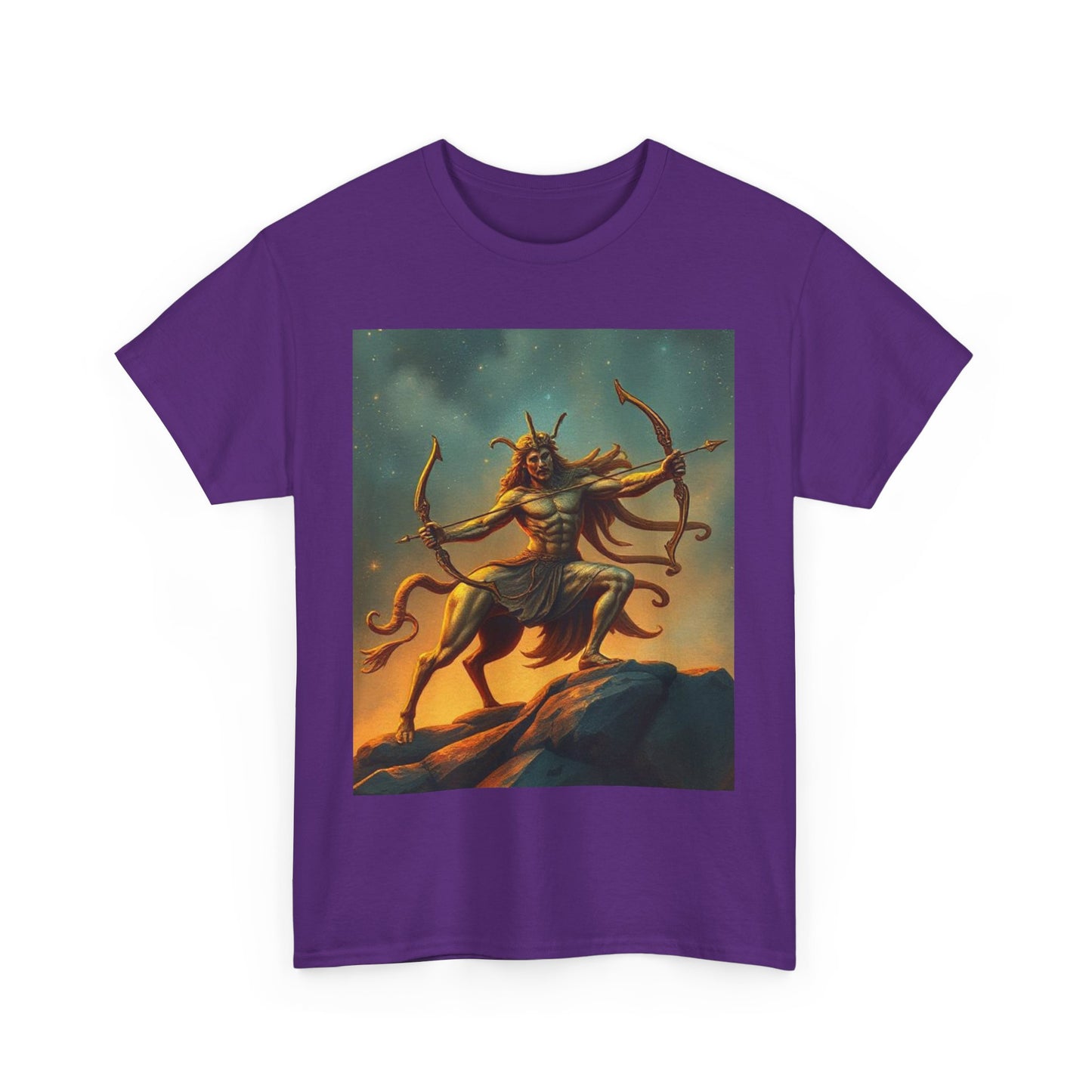 Unisex Heavy Cotton T-Shirt, Arrow Centaur, Sagittarius Zodiac Design