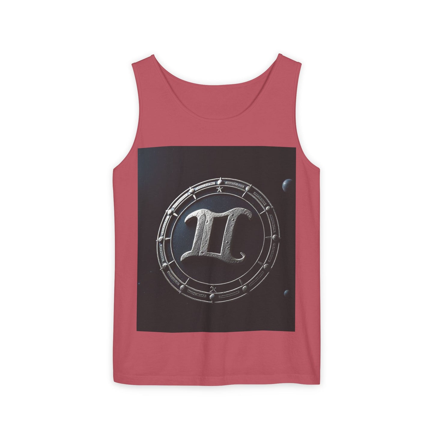 Unisex Garment-Dyed, Tank Top, Gemini Design, Space Symbol v1, 100% US cotton