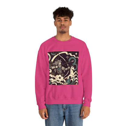 Unisex Heavy Blend™ Crewneck Sweatshirt, Man With Arrow Sagittarius Zodiac Design