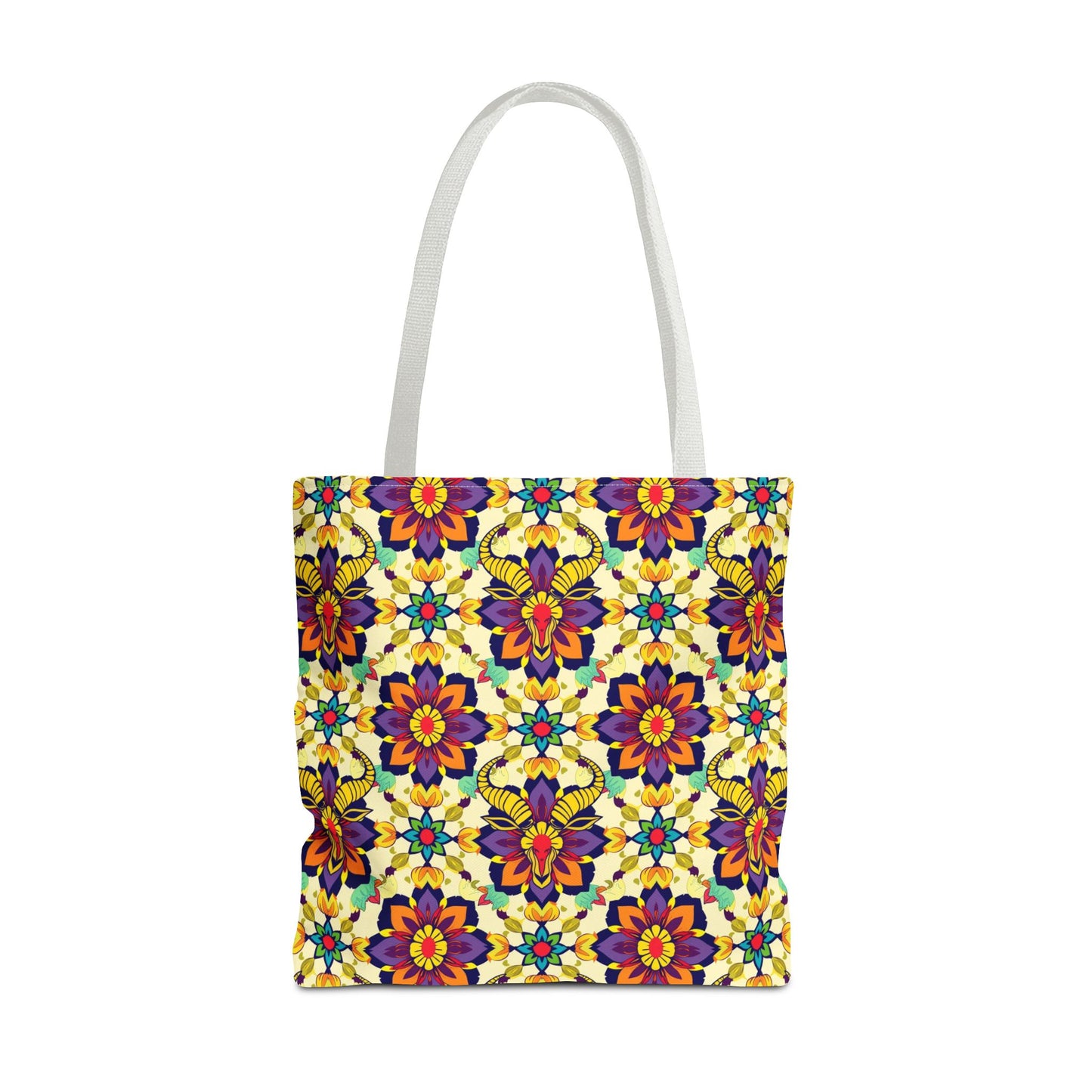 Tote Bag, (AOP), Taurus, Zodiac v5, Flower Pattern