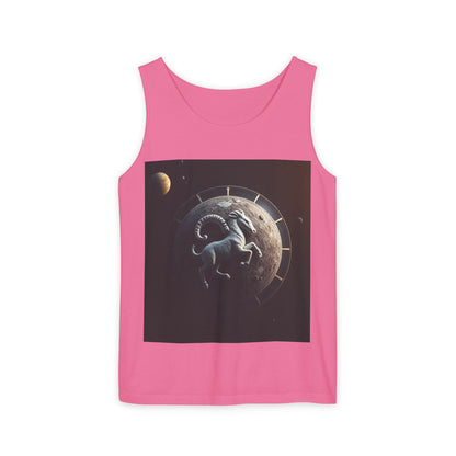 Unisex Garment-Dyed, Tank Top, Aries Design, Planet Animal, 100% Ringspun US cotton