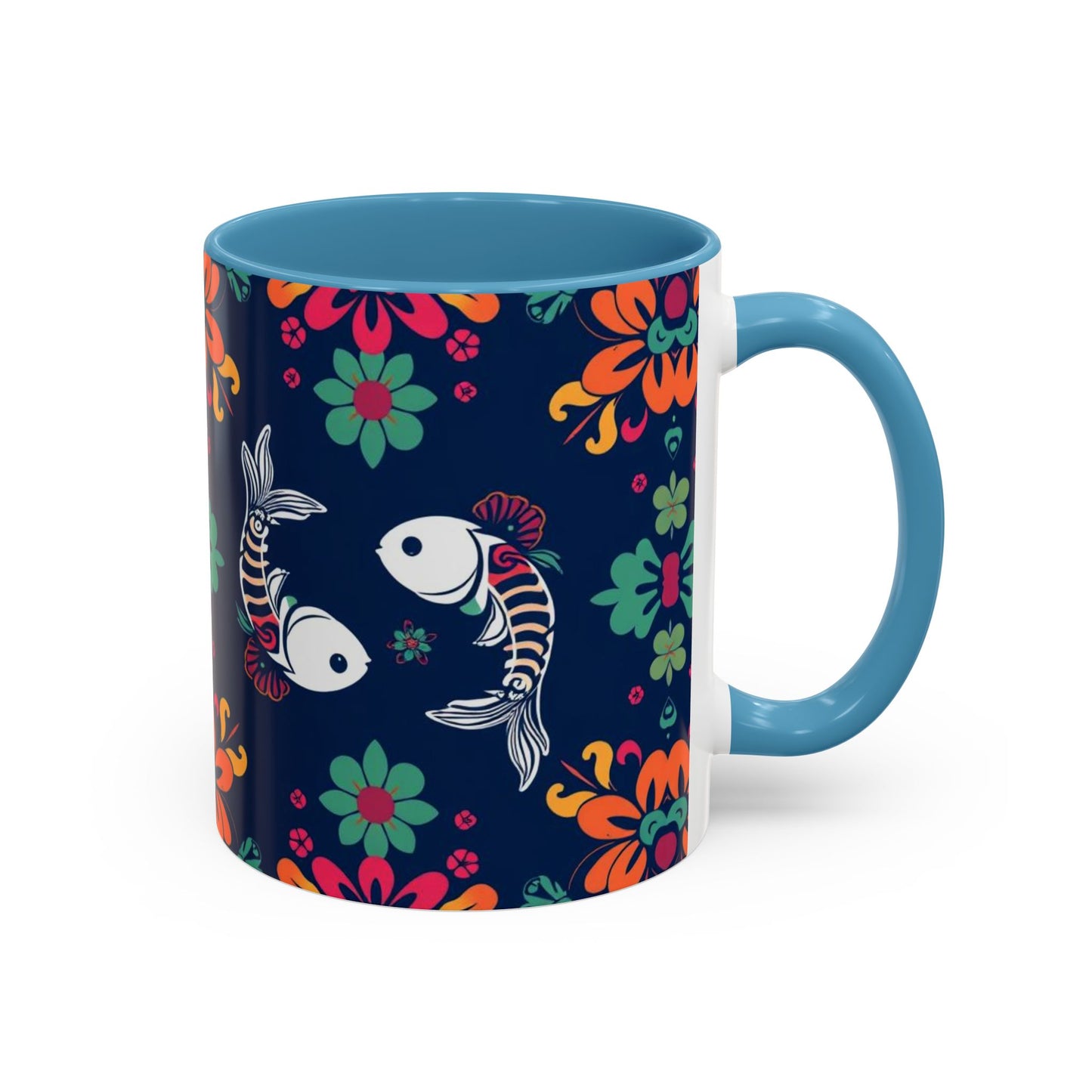 Accent Coffee Mug, Pisces, Zodiac. Flower Pattern, (11, 15oz)