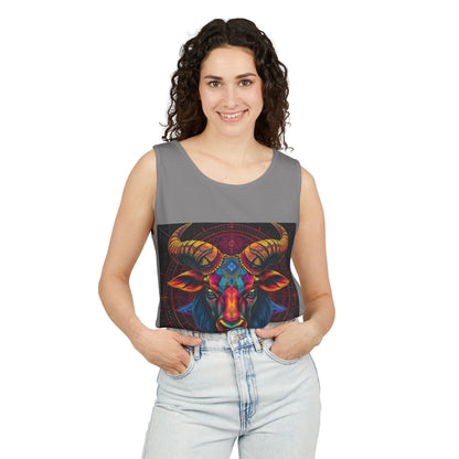 Unisex Garment-Dyed, Tank Top, Taurus Design, Pop Art v1, 100% US cotton
