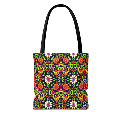 Tote Bag (AOP), Aries, Zodiac, Flower Pattern
