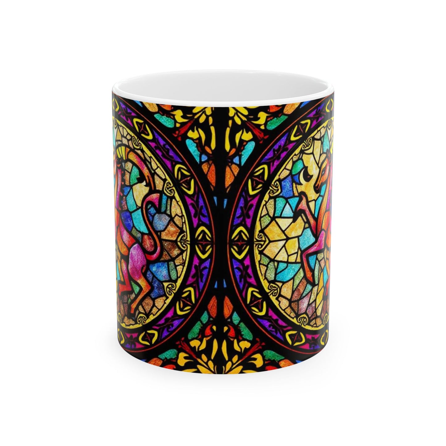 Ceramic Mug, (11oz, 15oz), Ceramic Coffee Mug, AOP, Glass Design v1, Aries Zodiac