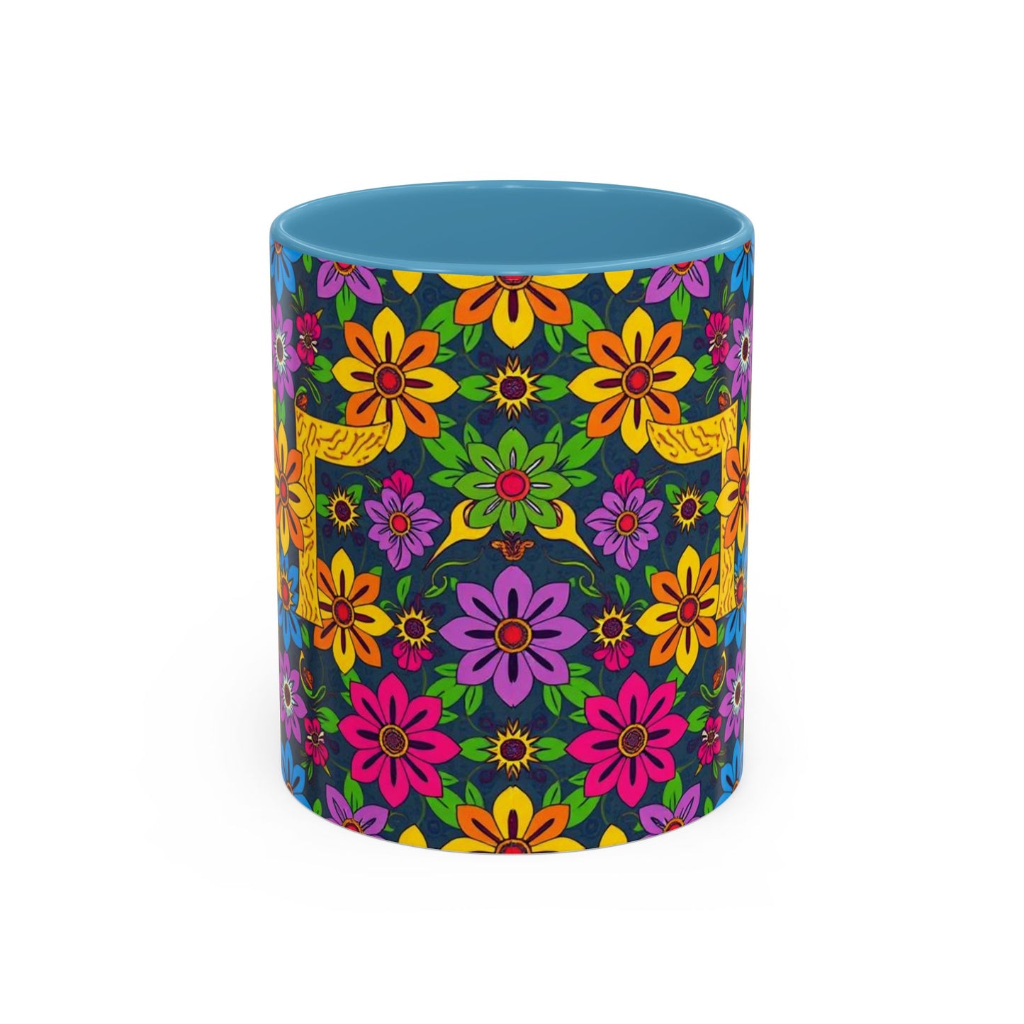 Accent Coffee Mug, Gemini, Zodiac v3, Flower Pattern, (11, 15oz)