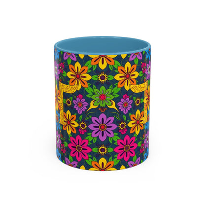 Accent Coffee Mug, Gemini, Zodiac v3, Flower Pattern, (11, 15oz)