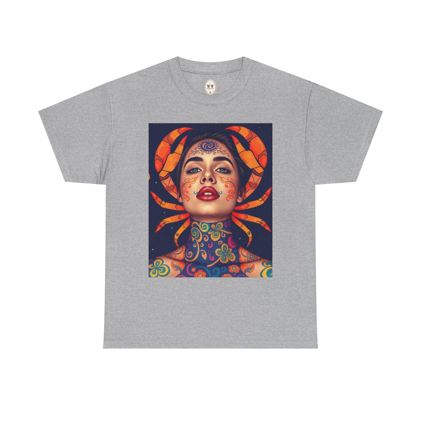 Unisex Heavy Cotton T-Shirt, Cancer, Zodiac v2, Sexy Art