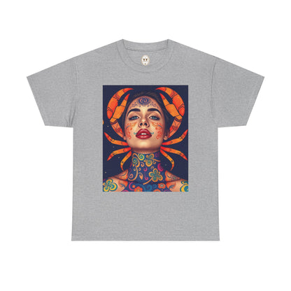 Unisex Heavy Cotton T-Shirt, Cancer, Zodiac v2, Sexy Art