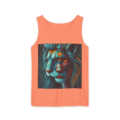 Unisex Garment-Dyed, Tank Top, Leo, Pop Art, 100% US cotton