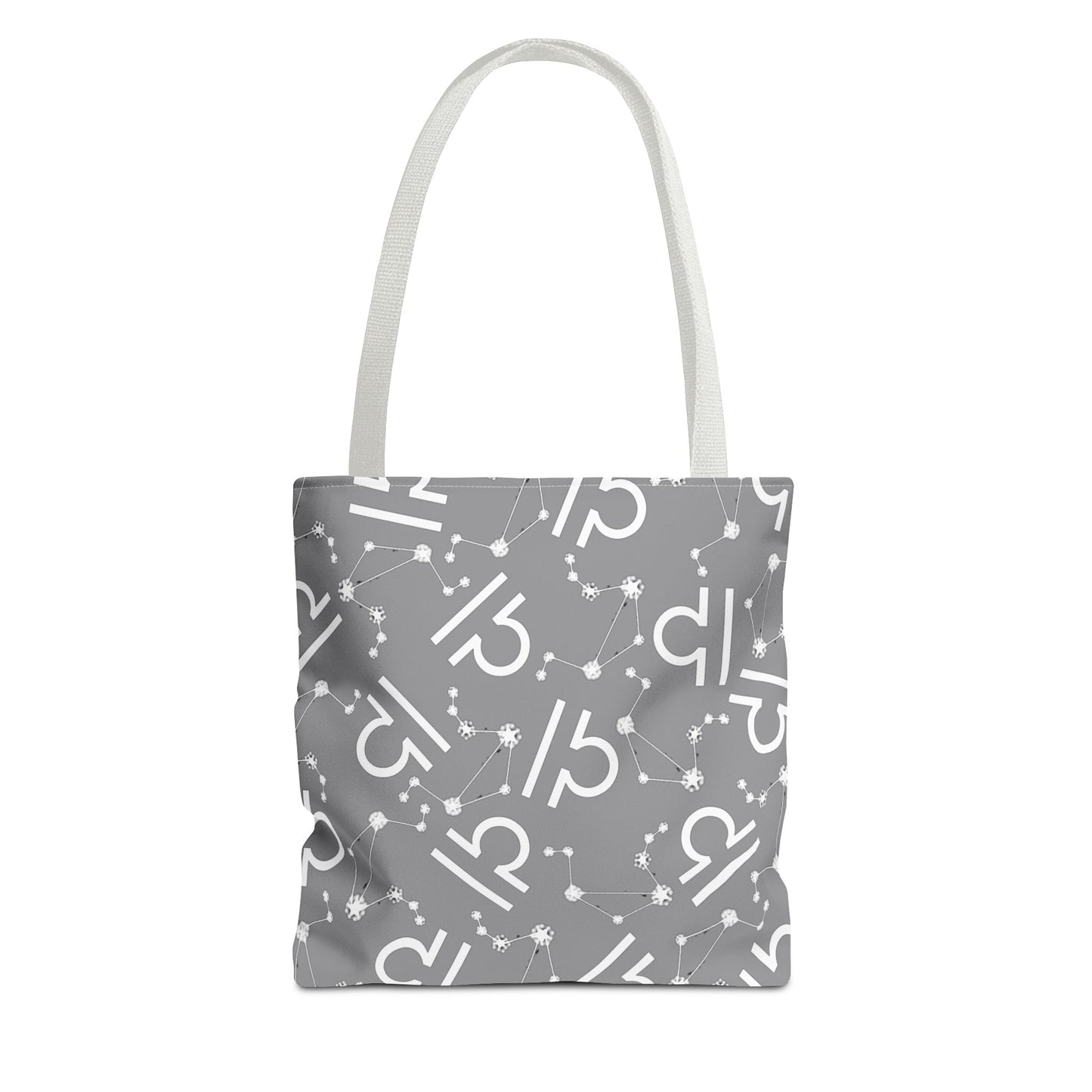Tote Bag, Libra Zodiac Sign, AOP, (Grey, White)