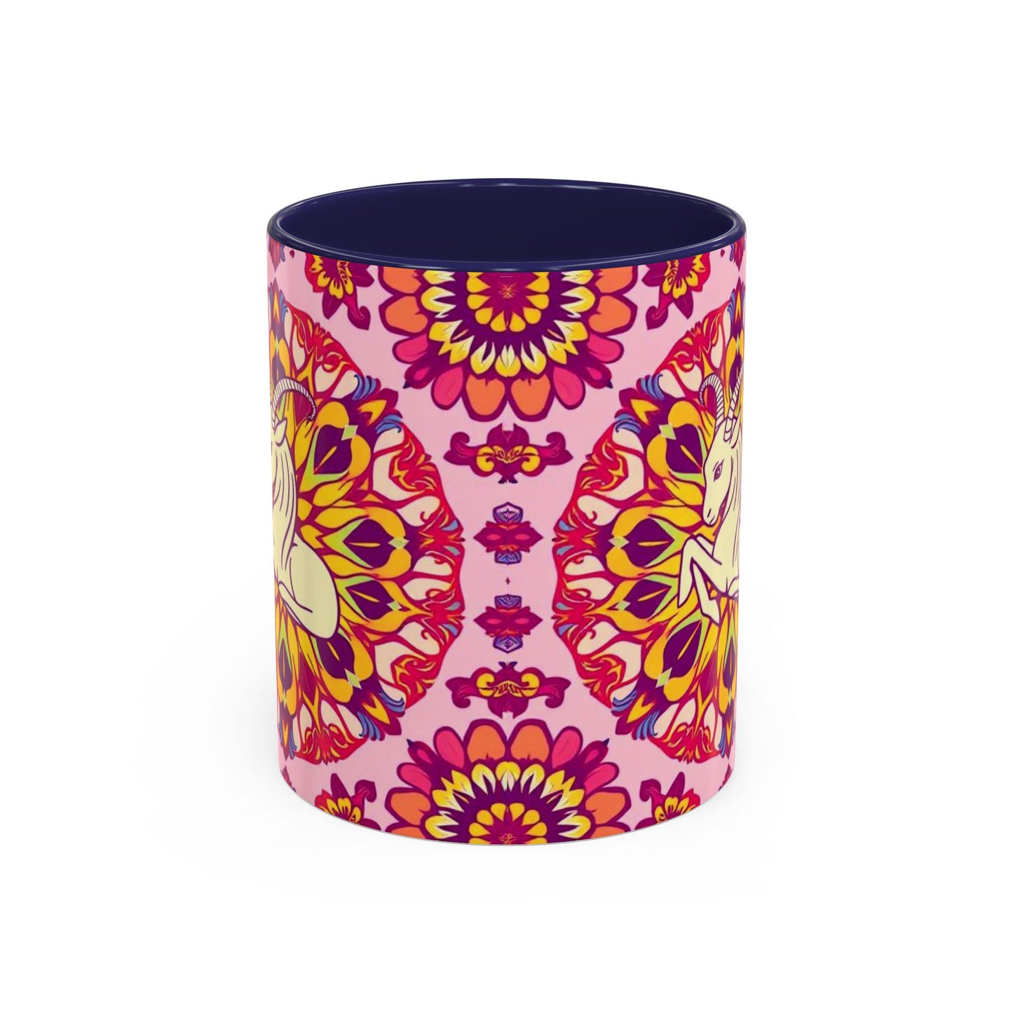 Accent Coffee Mug, Capricorn, Zodiac v3, Flower Pattern, (11, 15oz)