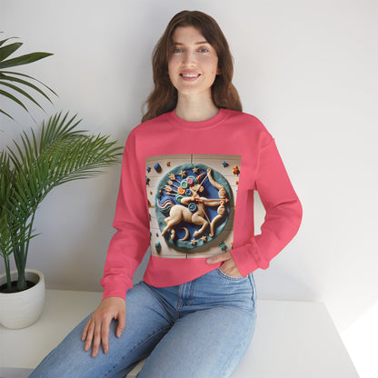 Unisex Heavy Blend™ Crewneck Sweatshirt, Colorful Horse, Sagittarius Zodiac Design