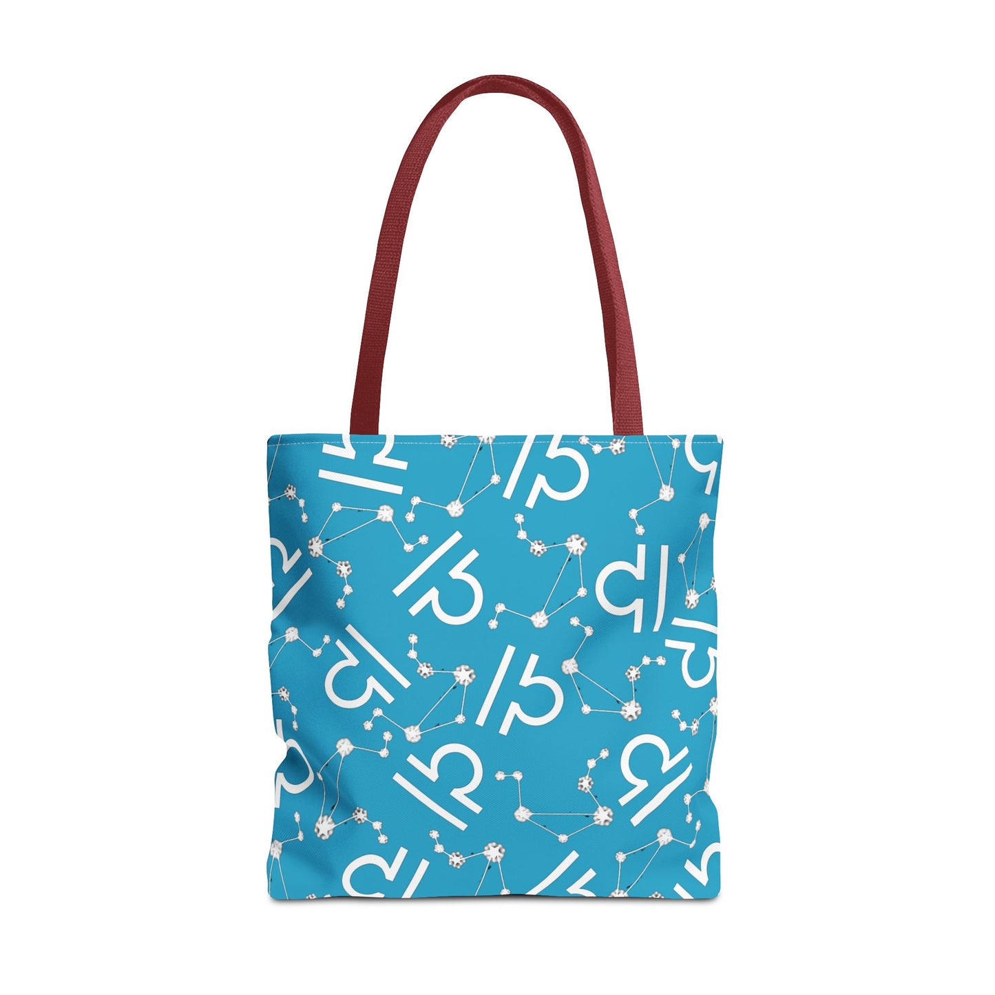Tote Bag, Libra Zodiac Sign, AOP, (Turquoise, White)