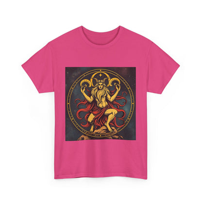Unisex Heavy Cotton T-Shirt, Aries God 2v, Zodiac Design