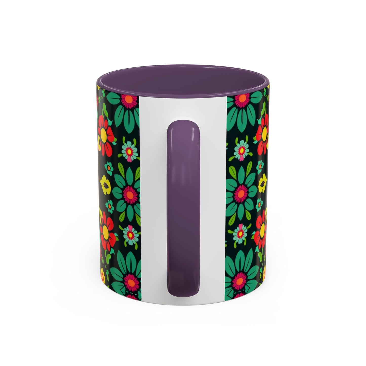 Accent Coffee Mug, Aquarius, Zodiac v4, Flower Pattern, (11, 15oz)