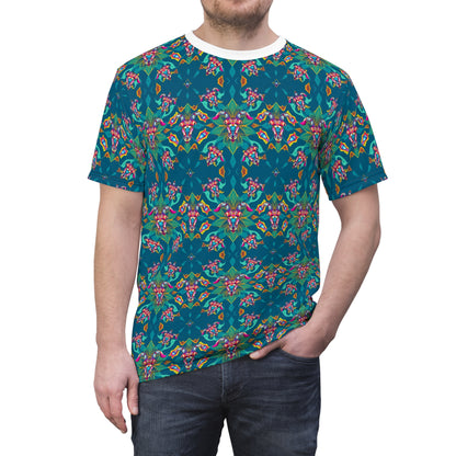 Unisex Cut & Sew T-Shirt, (AOP), Taurus, Zodiac v2, Jewels Pattern