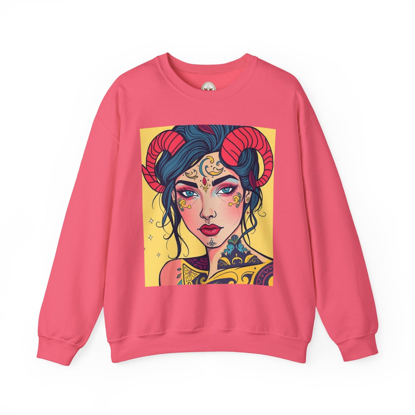 Unisex Heavy Blend™ Crewneck Sweatshirt, Aries, Zodiac v2, Sexy Pattern