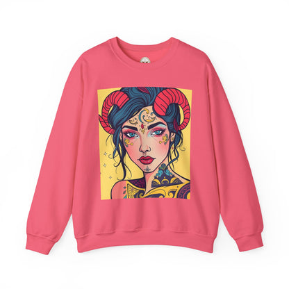 Unisex Heavy Blend™ Crewneck Sweatshirt, Aries, Zodiac v2, Sexy Pattern