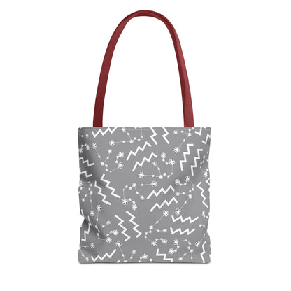 Tote Bag, Aquarius Zodiac Sign, AOP, (Grey, White)