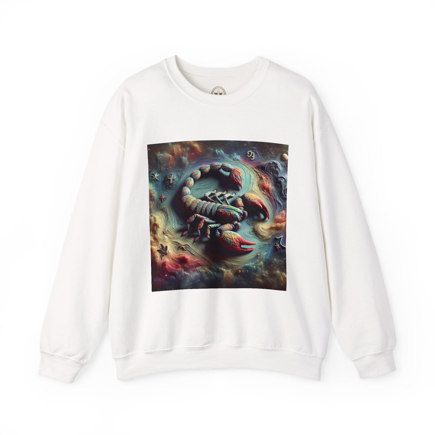 Unisex Heavy Blend™ Crewneck Sweatshirt, Trippy Mist Scorpion, Scorpio Zodiac Design