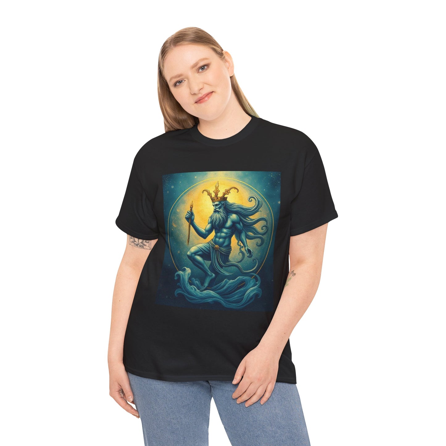 Unisex Heavy Cotton T-Shirt, Aquarius God, Zodiac Design