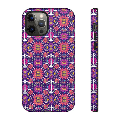 Tough Cases, Libra, Zodiac v4, Flower Pattern