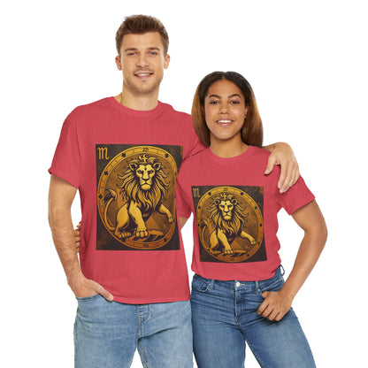 Unisex Heavy Cotton T-Shirt, Gold Lion, Leo Zodiac Design