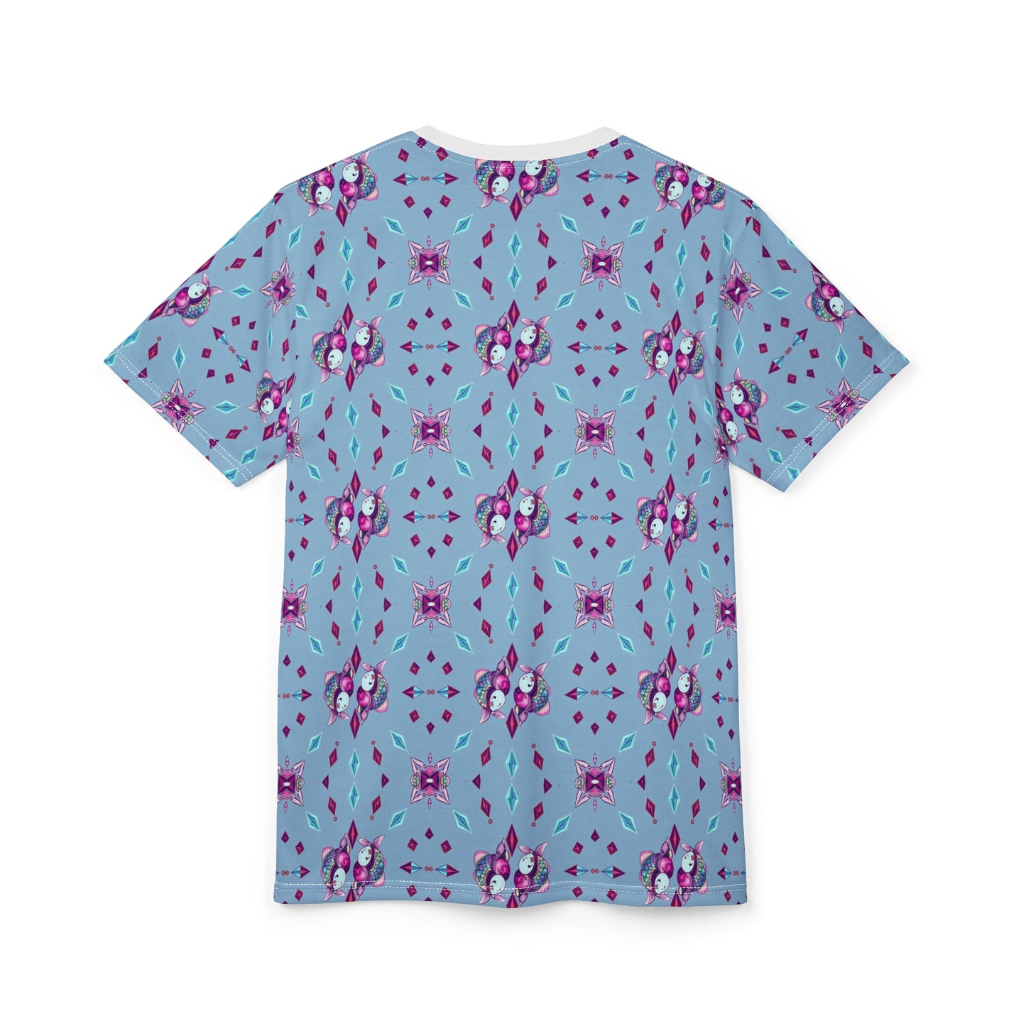 Unisex Cut & Sew T-Shirt, (AOP), Pisces, Zodiac v1, Jewels Pattern