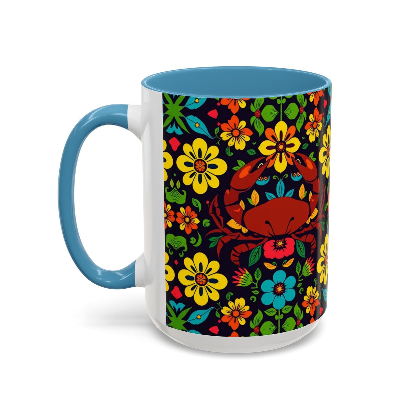 Accent Coffee Mug, Cancer, Zodiac v2, Flower Pattern, (11, 15oz)