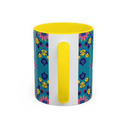 Accent Coffee Mug, Libra, Zodiac v2, Flower Pattern, (11, 15oz)