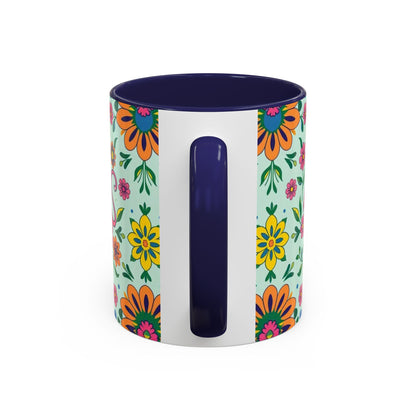 Accent Coffee Mug, Aquarius, Zodiac, Flower Pattern, (11, 15oz)