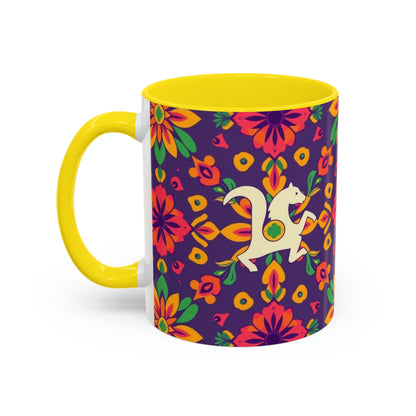 Accent Coffee Mug, Aquarius, Zodiac v2, Flower Pattern, (11, 15oz)