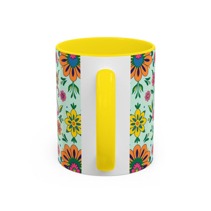 Accent Coffee Mug, Aquarius, Zodiac, Flower Pattern, (11, 15oz)