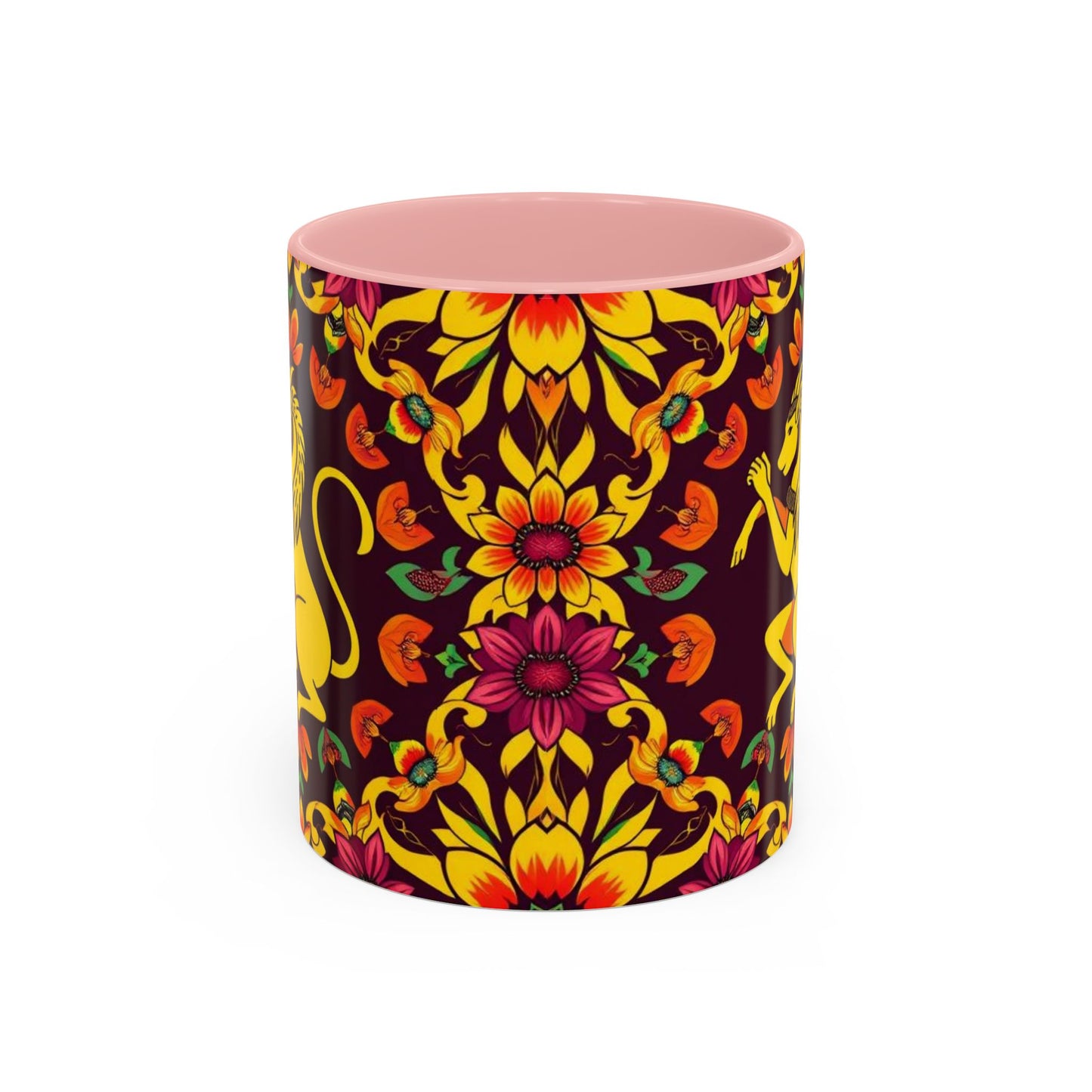 Accent Coffee Mug, Virgo, Zodiac v1. Flower Pattern, (11, 15oz)