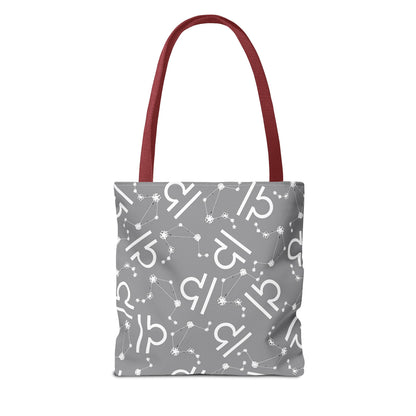 Tote Bag, Libra Zodiac Sign, AOP, (Grey, White)