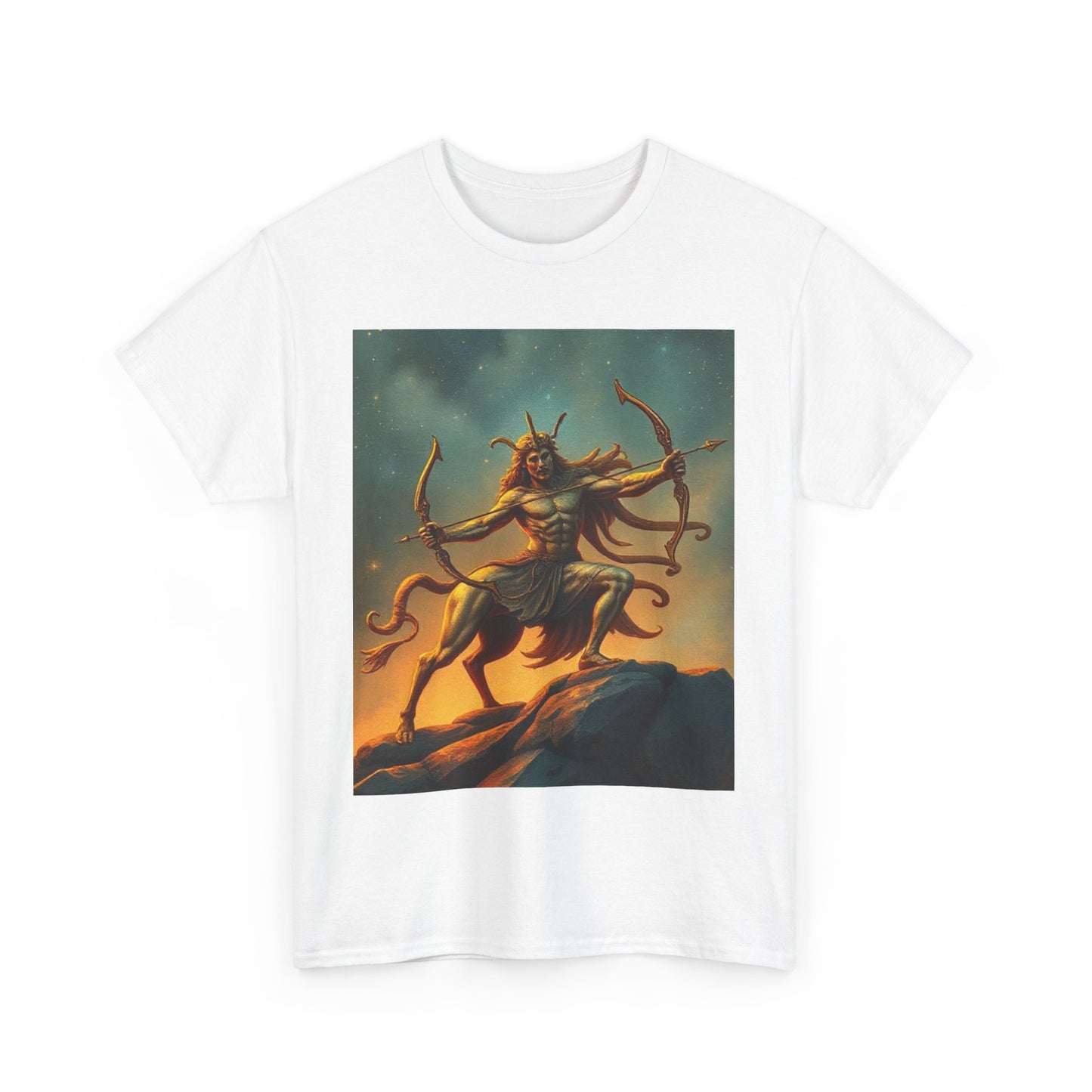 Unisex Heavy Cotton T-Shirt, Arrow Centaur, Sagittarius Zodiac Design