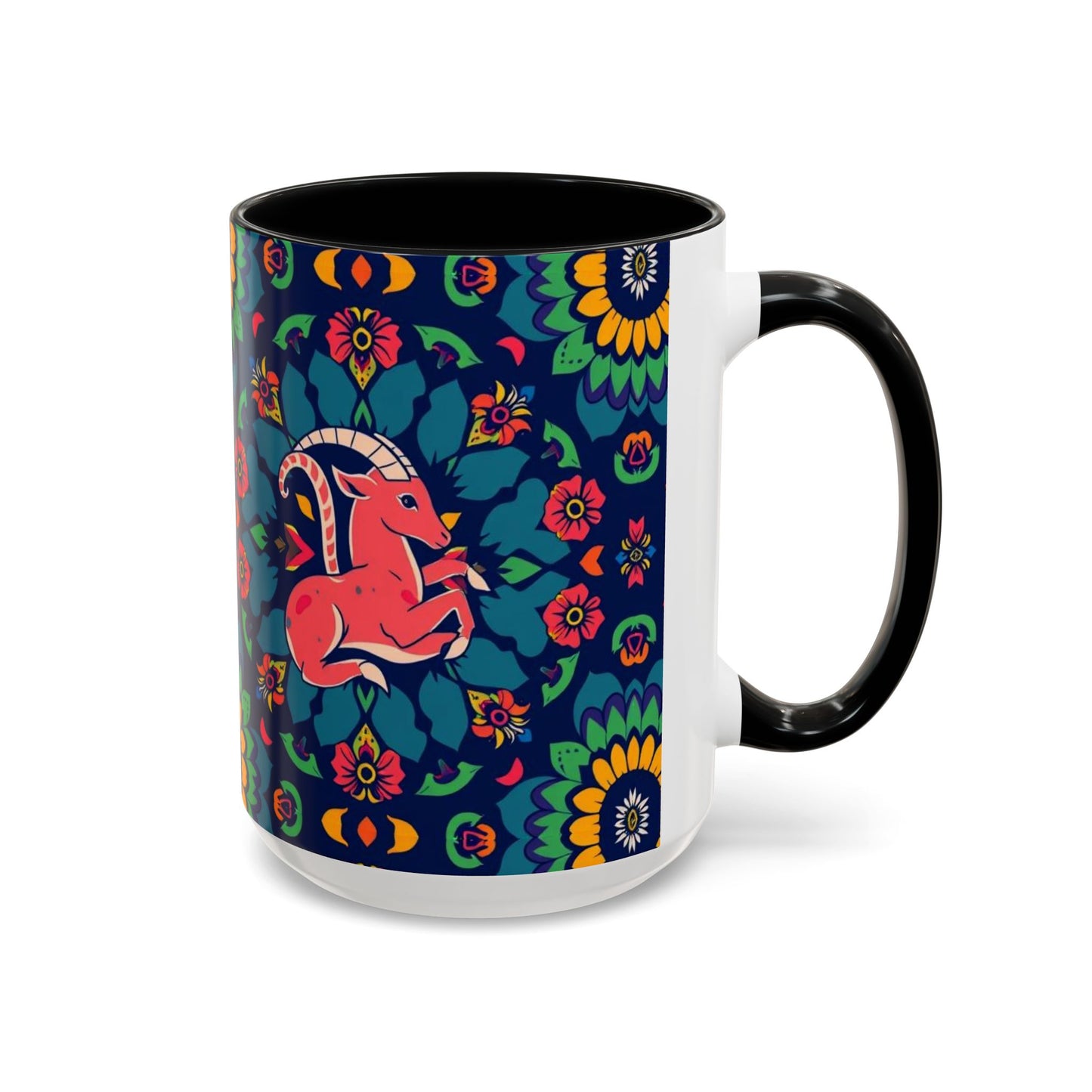 Accent Coffee Mug, Capricorn, Zodiac, Flower Pattern, (11, 15oz)