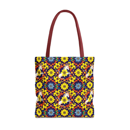 Tote Bag (AOP), Aquarius, Zodiac v1, Flower Pattern