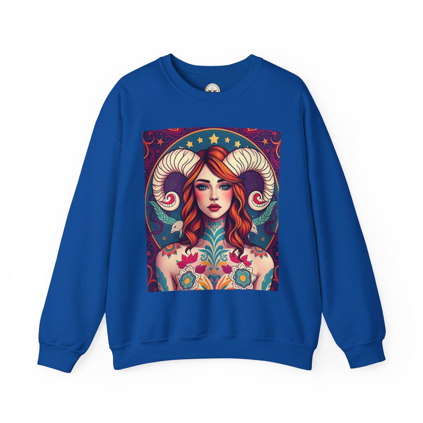 Unisex Heavy Blend™ Crewneck Sweatshirt, Aries, Zodiac v1, Sexy Pattern